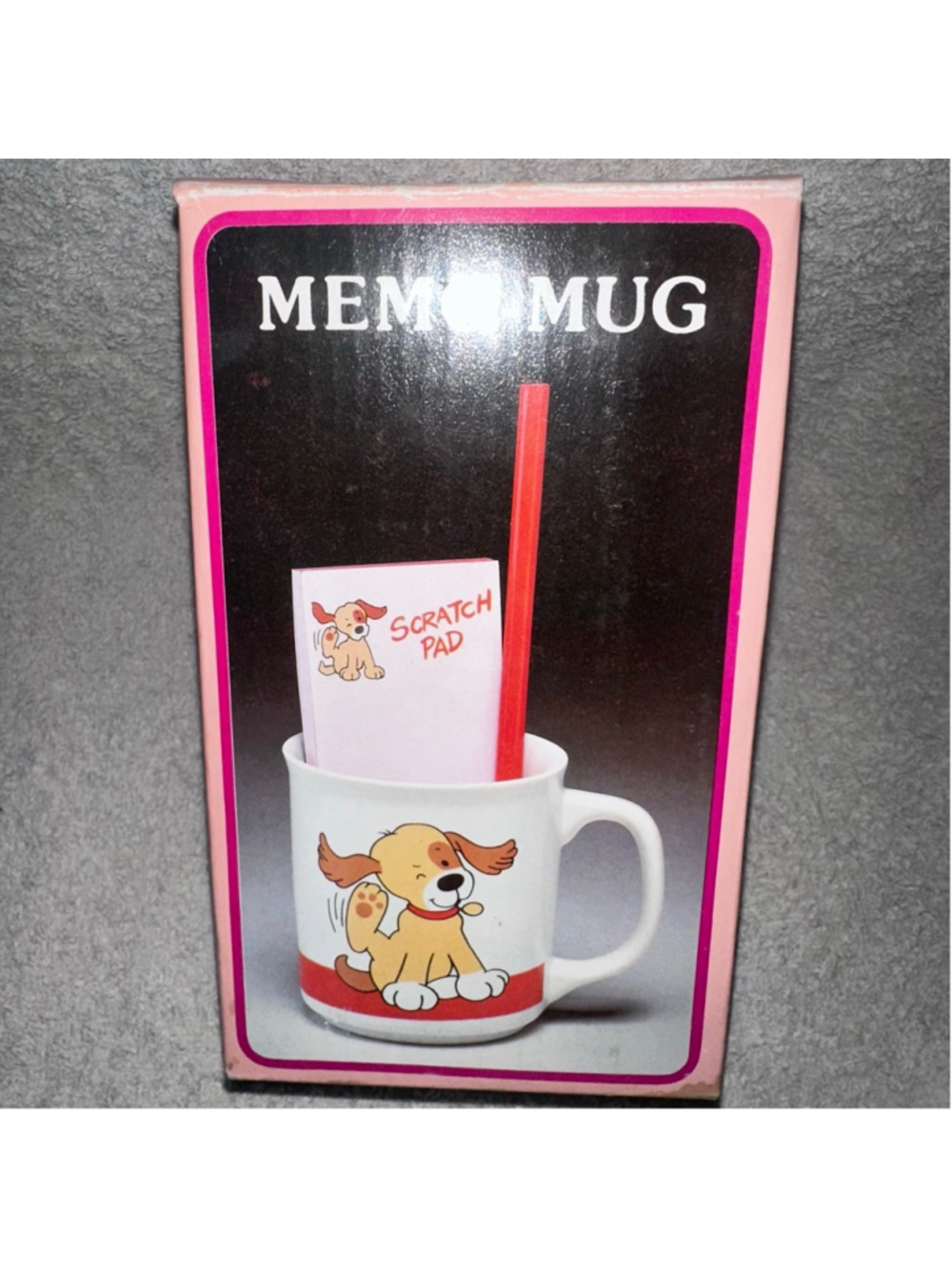 NOS Vintage Memo-Mug Dog Mug Scratch Pad & Pencil Set Gift Set Dog Lovers 1980s